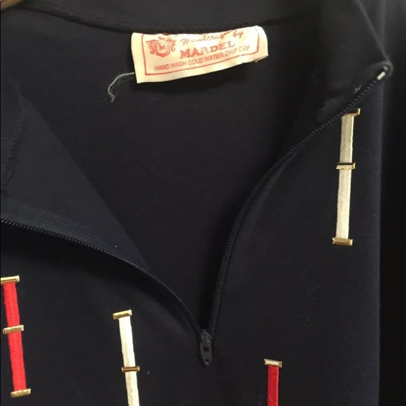 Vintage Rare HANDCRAFTED BY MARDEL Navy Red White zip bling USA 70's 80's - Picture 9 of 10